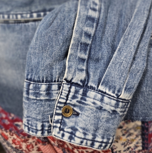 Super Cute Boho Western Denim Shirt dress by Lola P. Sz L - Picture 3 of 13